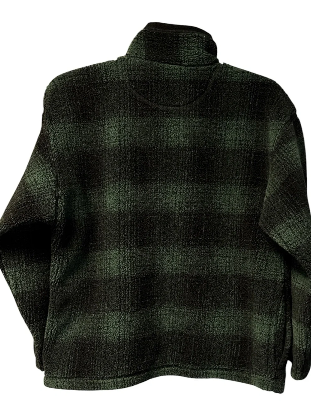Gap Kids Unisex Green Black Plaid Full Zip High Neck Fleece Jacket Size XL 12-14